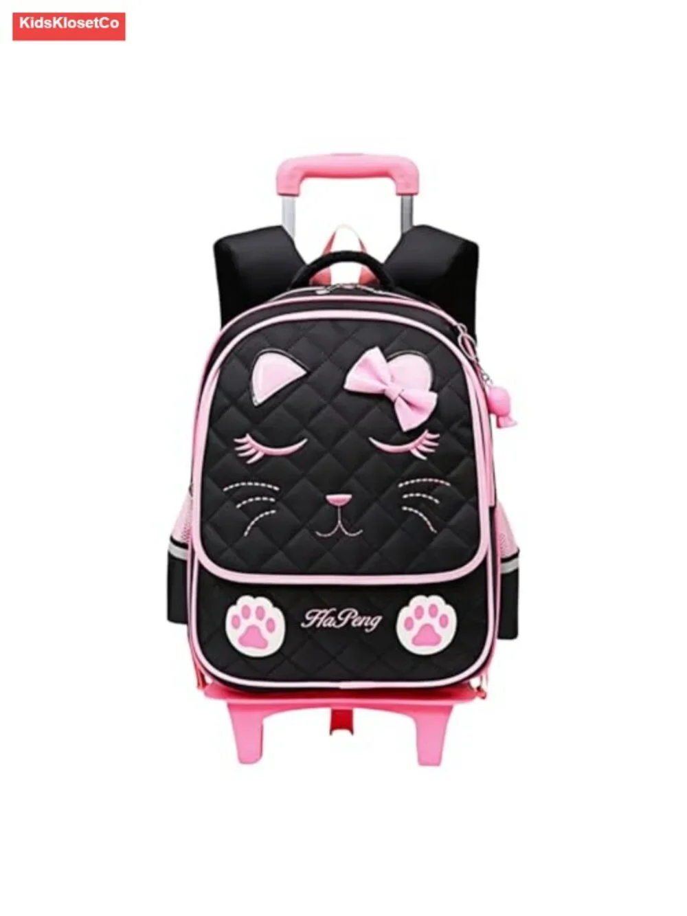 Rolling Backpack for Girls, 2 Wheel Trolley School Bag with Wheels, Nylon